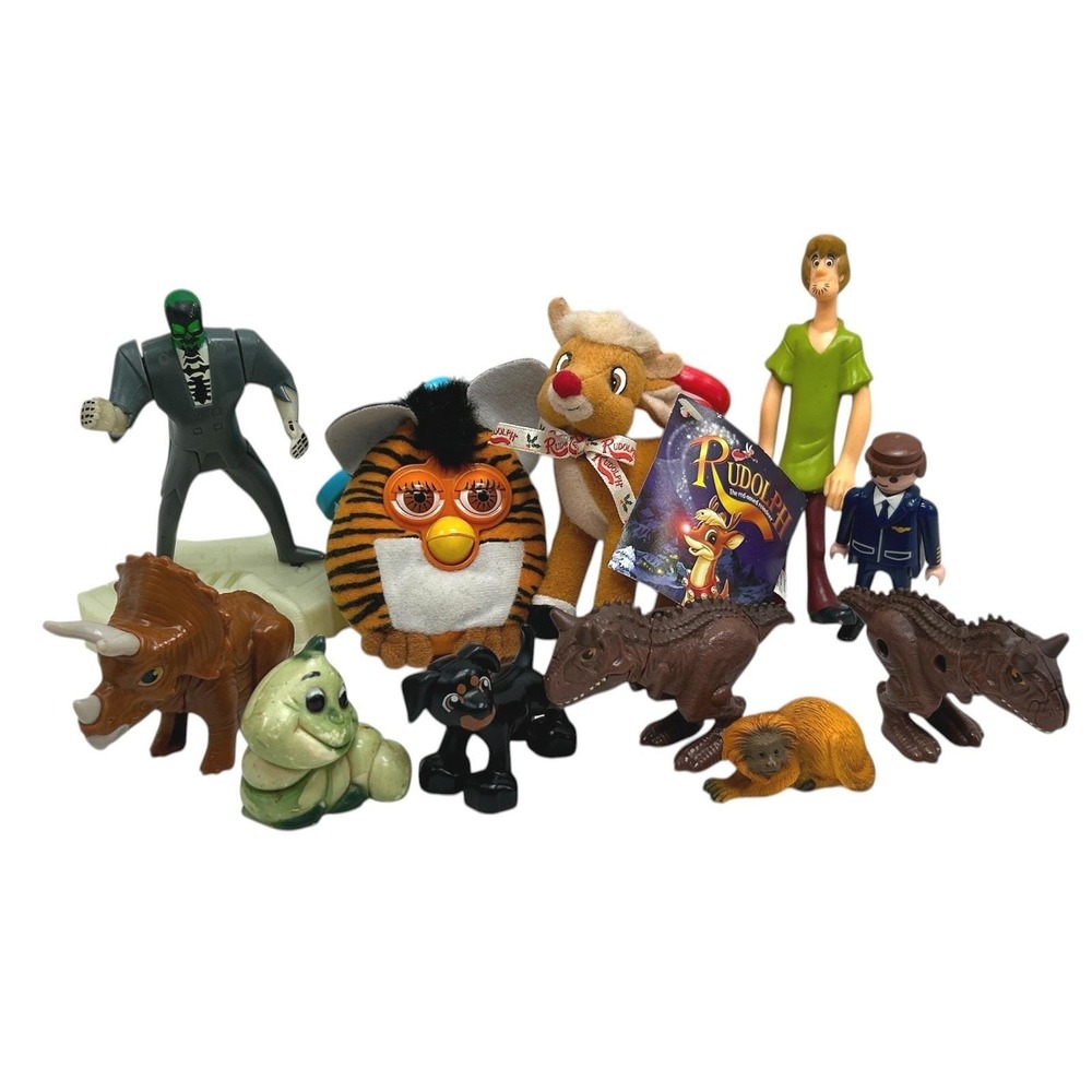Mixed Toy Lot Shaggy Scooby-Doo Tiger Furby Rudolph Reindeer Dinosaurs 11pc